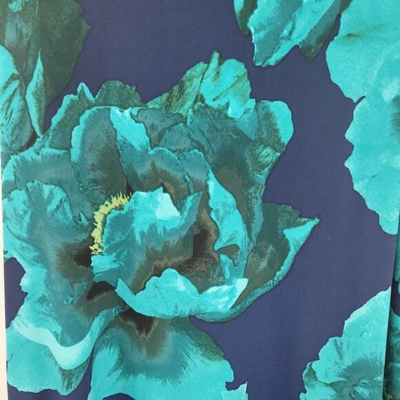 Womens Pappagallo Dress Sleeveless Scoop Neck Tea Length Aline Floral Blue M - Picture 4 of 6